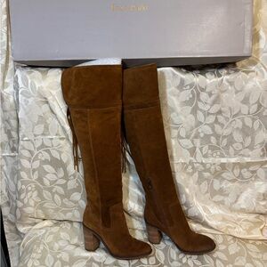 Franco Sarto Brown Suede Over the Knee Boots|6.5M|3” Heel